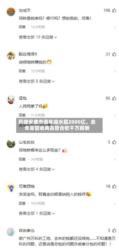 药捷安康市值年缩水超2000亿，去年零营收两高管合砍千万薪酬-第3张图片