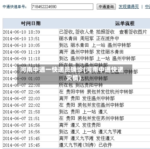 河南中通一快递员确诊(河南中通快递灾情)