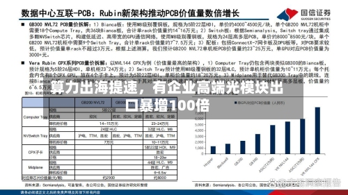 算力出海提速，有企业高端光模块出口暴增100倍