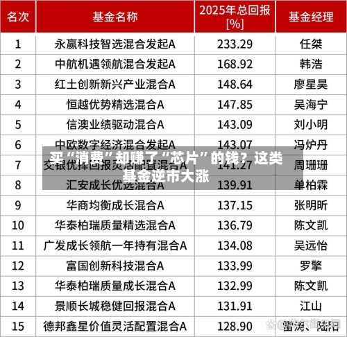 买“消费	”却赚了“芯片”的钱？这类基金逆市大涨-第3张图片