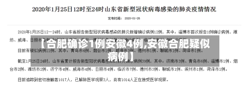 【合肥确诊1例安徽4例,安徽合肥疑似病例】