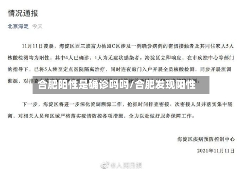 合肥阳性是确诊吗吗/合肥发现阳性-第2张图片