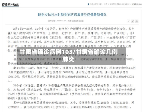 甘肃省确诊病例103/甘肃省确诊几例肺炎-第2张图片