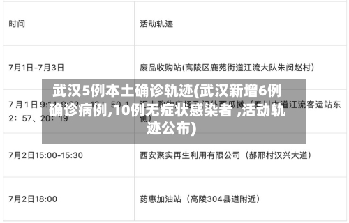 武汉5例本土确诊轨迹(武汉新增6例确诊病例,10例无症状感染者 ,活动轨迹公布)