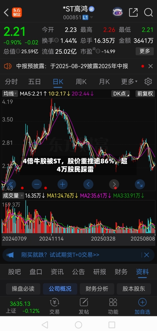 4倍牛股被ST	，股价重挫逾86%，超4万股民踩雷-第2张图片