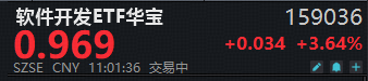 低位补涨行情来袭？软件开发ETF华宝（159036）盘中大涨近4%	，大智慧等4股涨停！机构：AI安全重要性凸显！